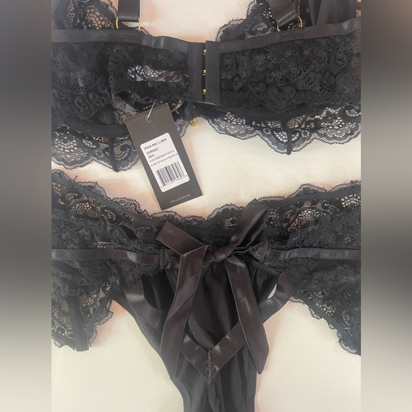 NWT Oh la la Cheri Sadie Underwire Lace Bra High Waist Panty Set Sz XL Black $65 - Picture 5 of 6
